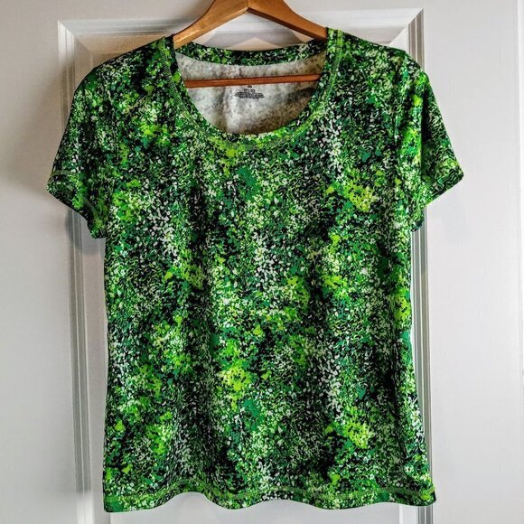 Exertek Bright Green Print Short Sleeve Top - Picture 1 of 3